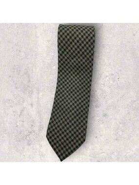 CHURCH'S Wool Tie ITALY Navy Beige Tartan W:3.6" EUC
